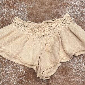 Free People Cream Knit Shorts